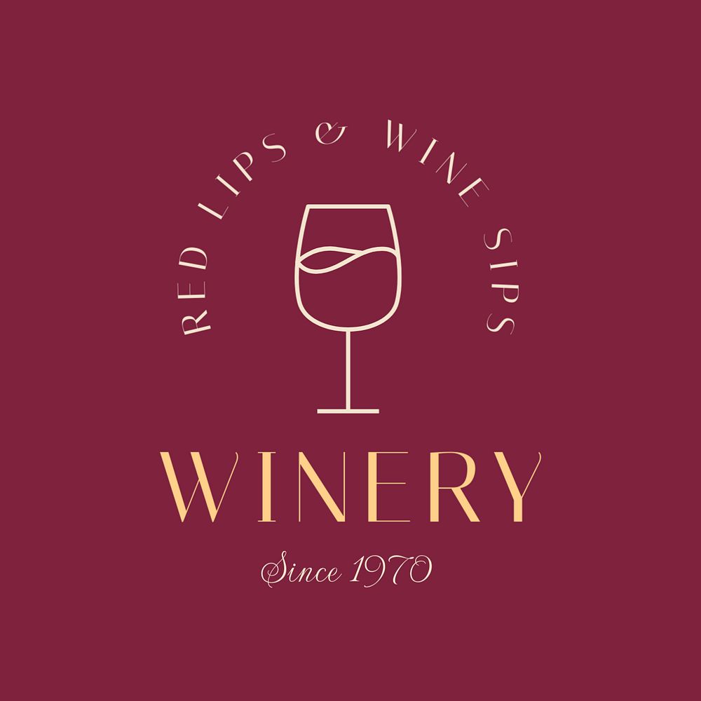 Winery business editable logo, line art design