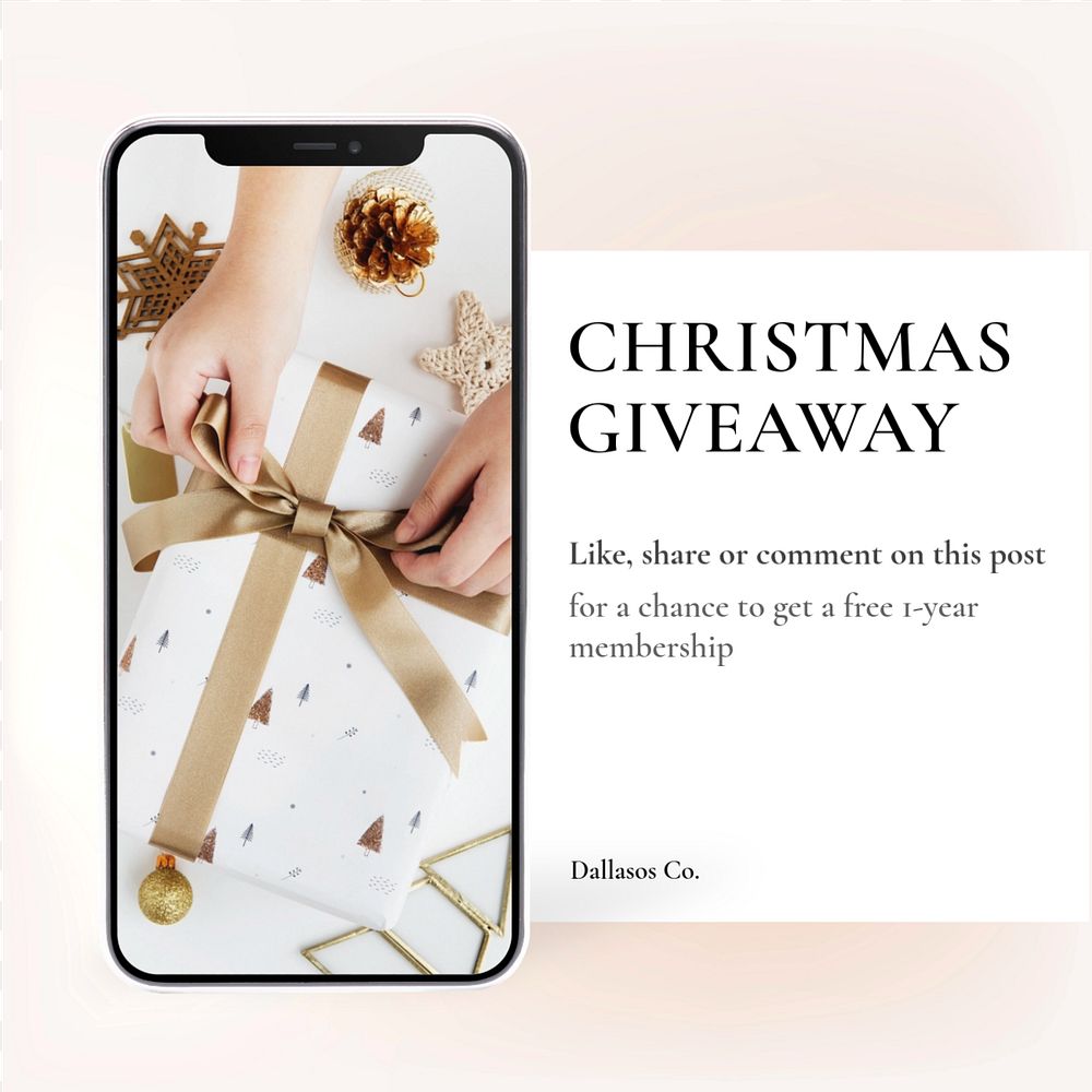 Christmas giveaway  Instagram post template, editable text