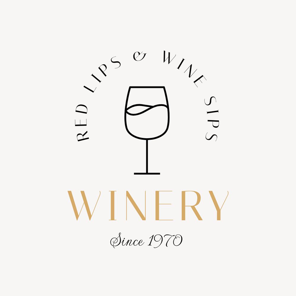 Winery business editable logo, line art design