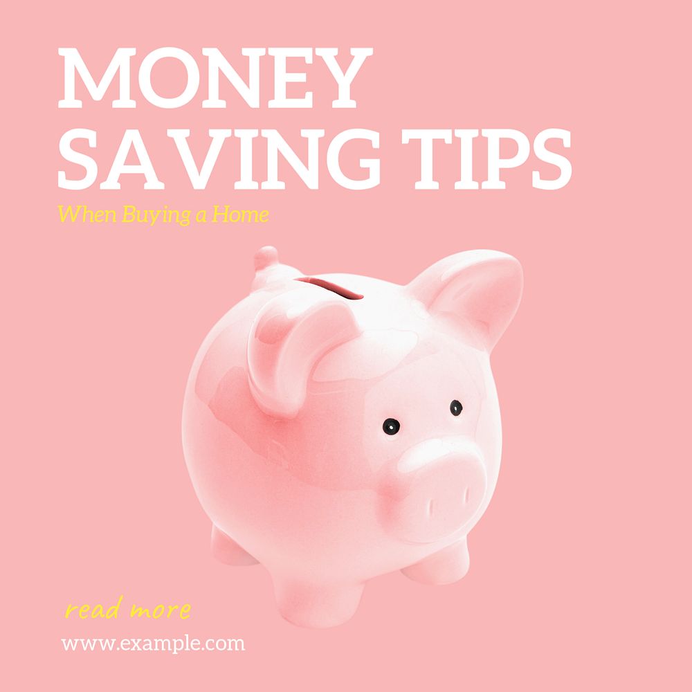 Money saving tips  Instagram post template, editable text