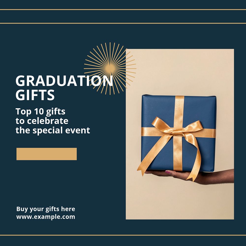 Graduation gifts  Instagram post template, editable text