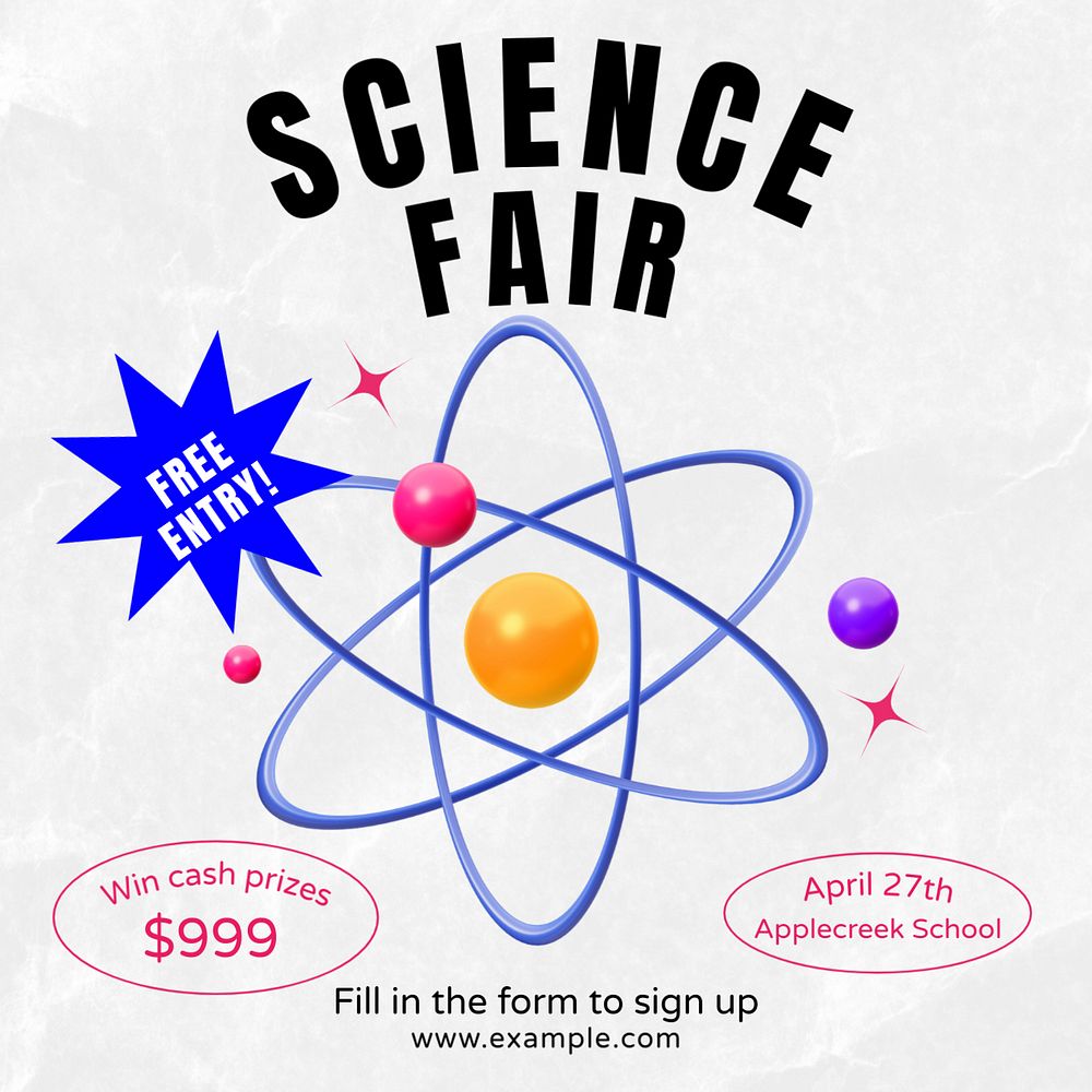 Science fair Facebook post template, editable design