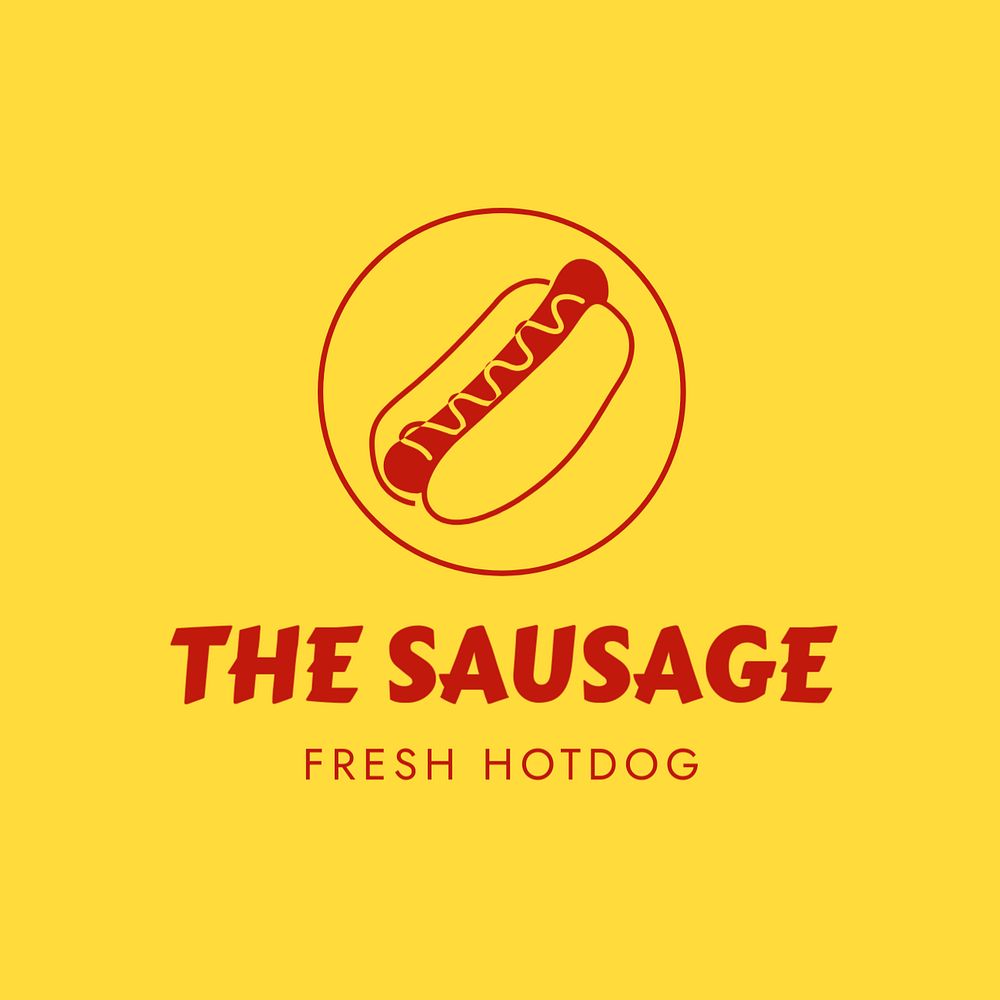 Hot dog shop editable logo, line art design