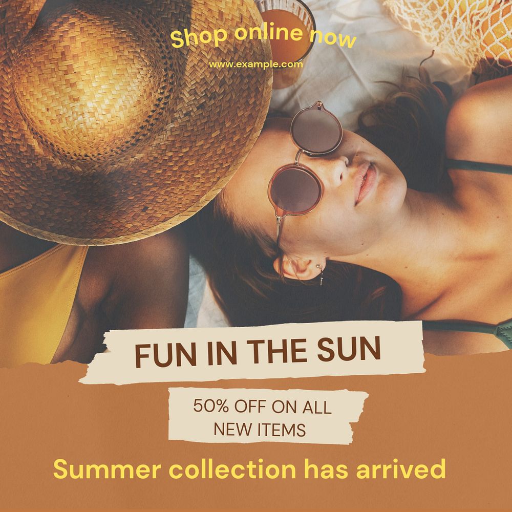 Summer collection  Instagram post template, editable text