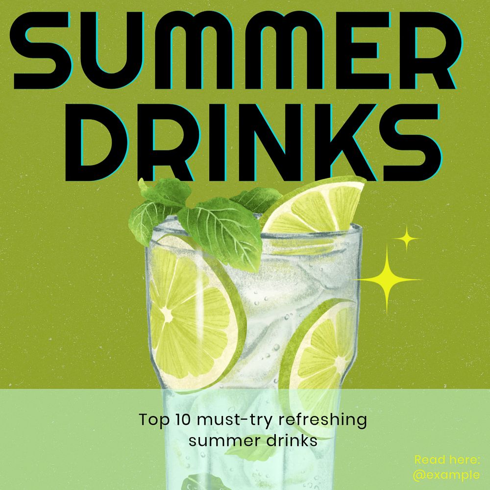 Summer drinks Facebook post template, editable design