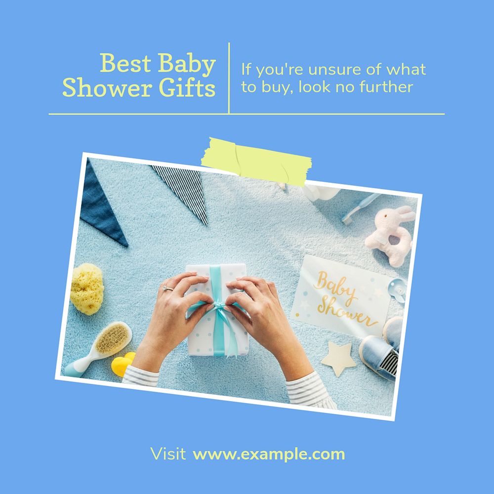 Baby shower  Instagram post template, editable text