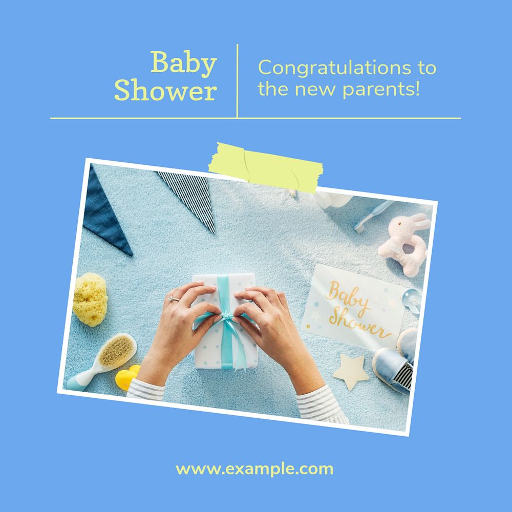 Baby shower gifts  Instagram post template, editable text