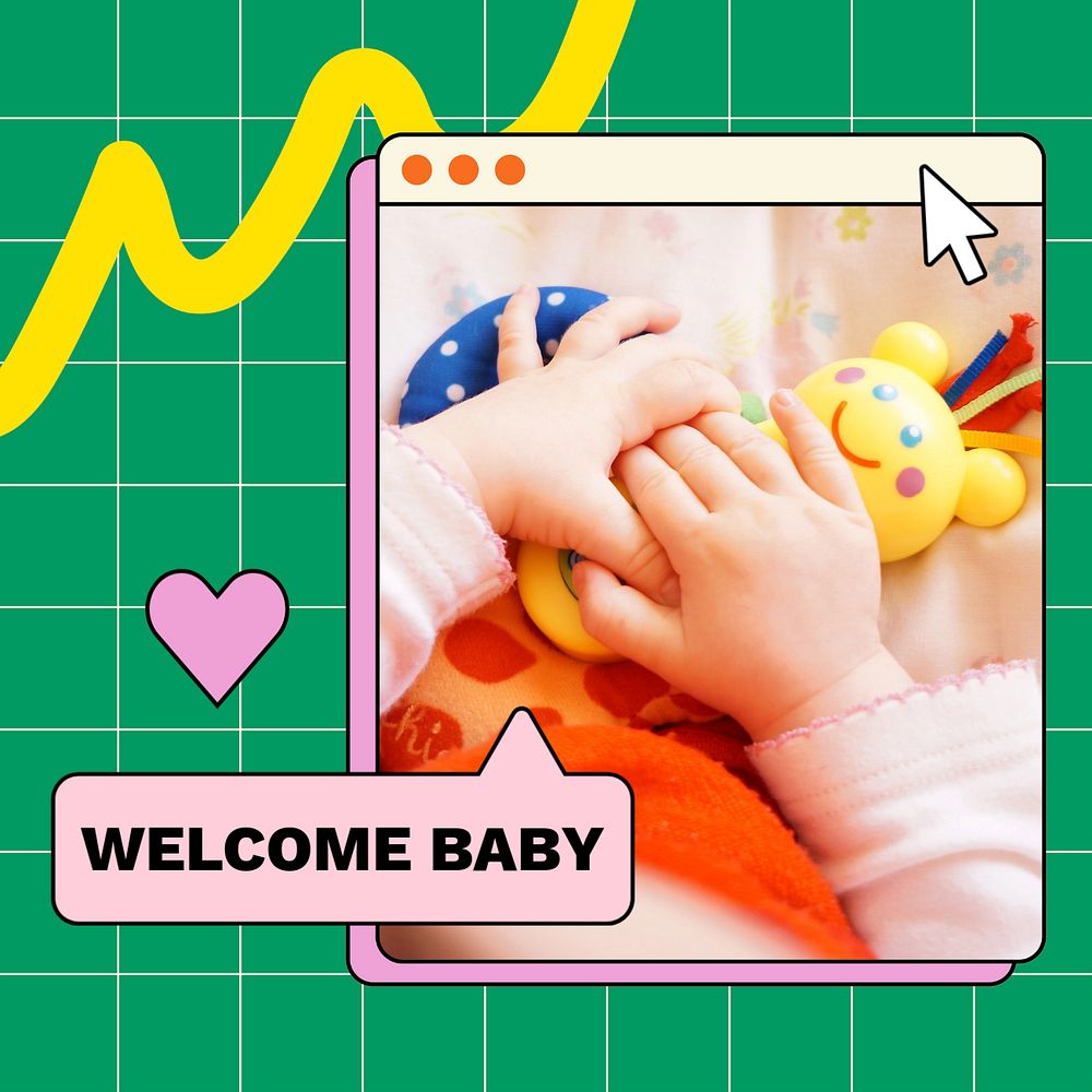 Welcome baby  Instagram post template, editable text