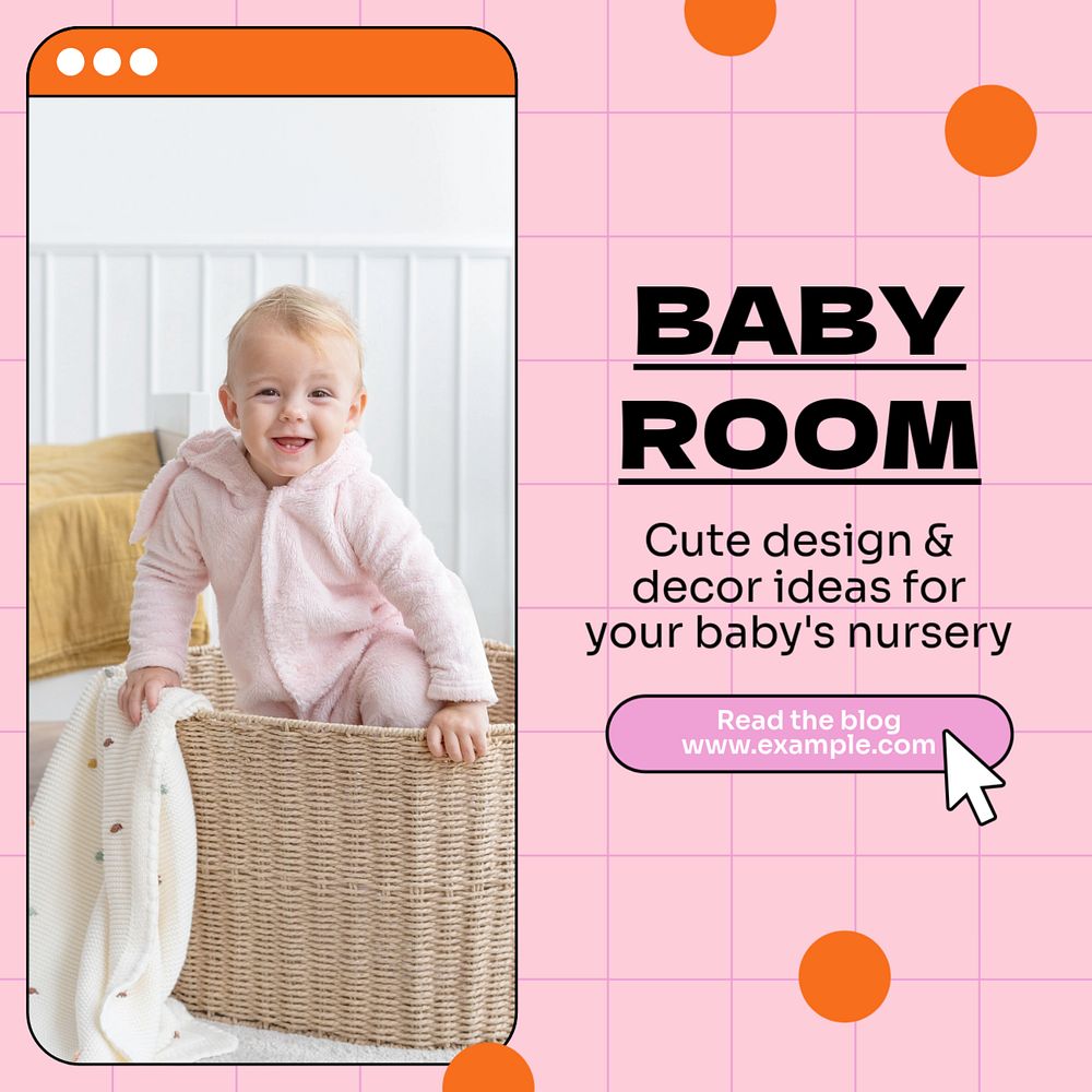 Baby room  Instagram post template, editable text