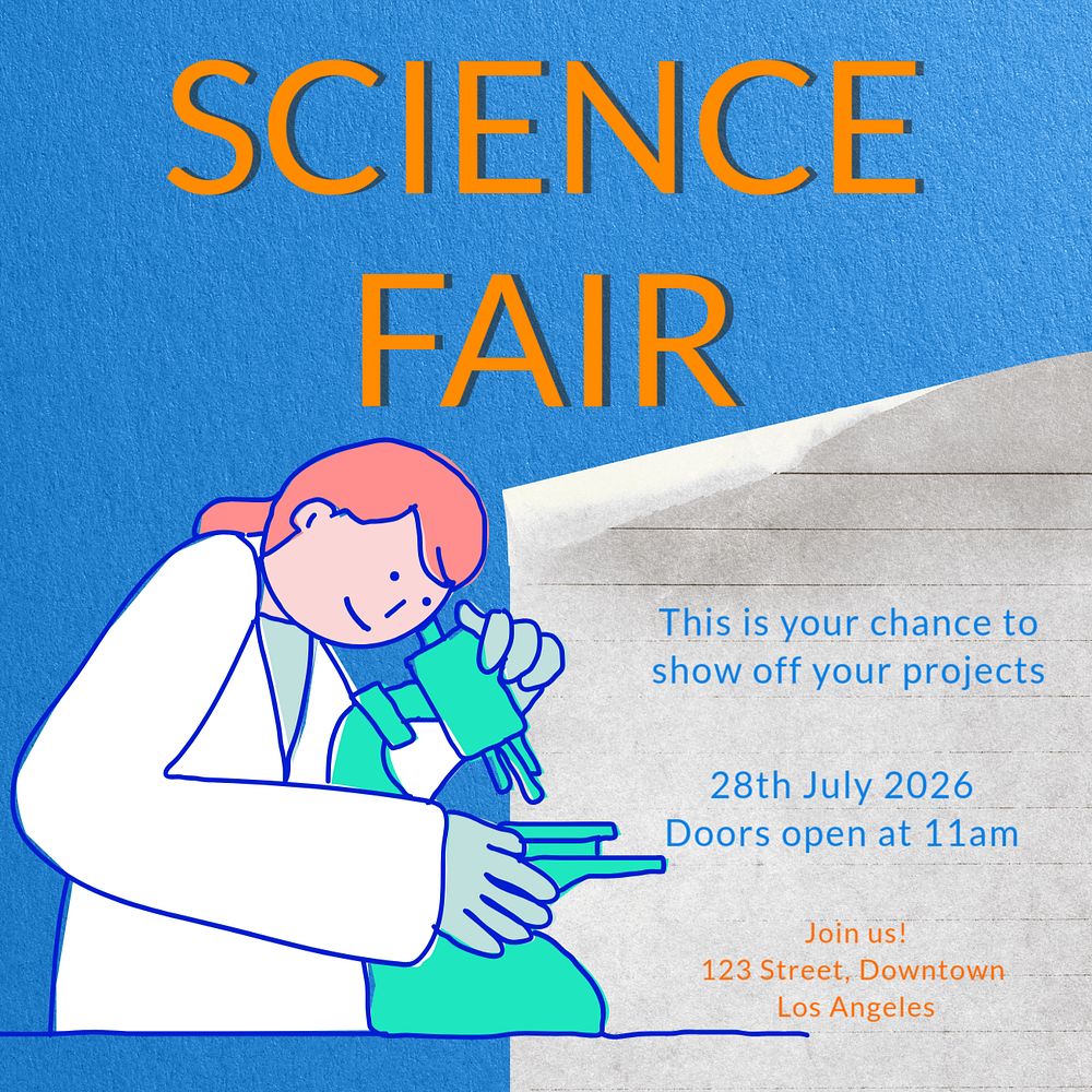 Science fair Facebook post template, editable design