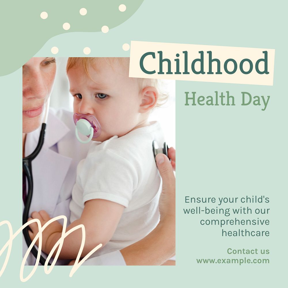 Childhood health day  Instagram post template, editable text