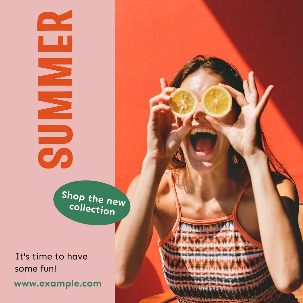 Summer collection  Instagram post template, editable text