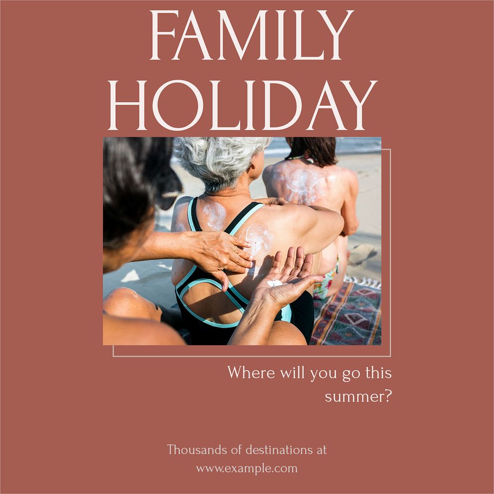 Family holiday  Instagram post template, editable text