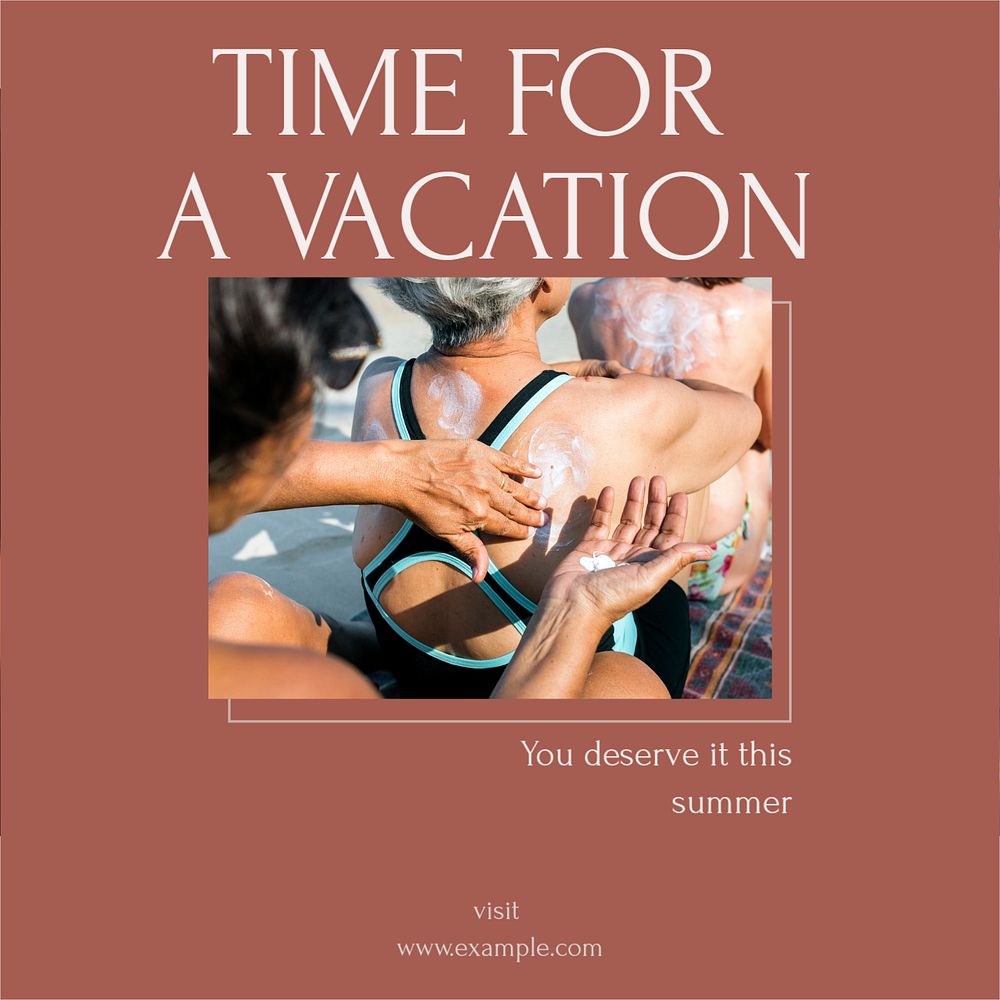 Summer vacation  Instagram post template, editable text