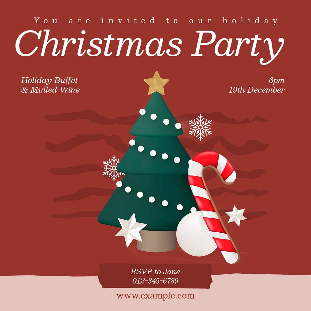 Christmas party Instagram post template, editable text