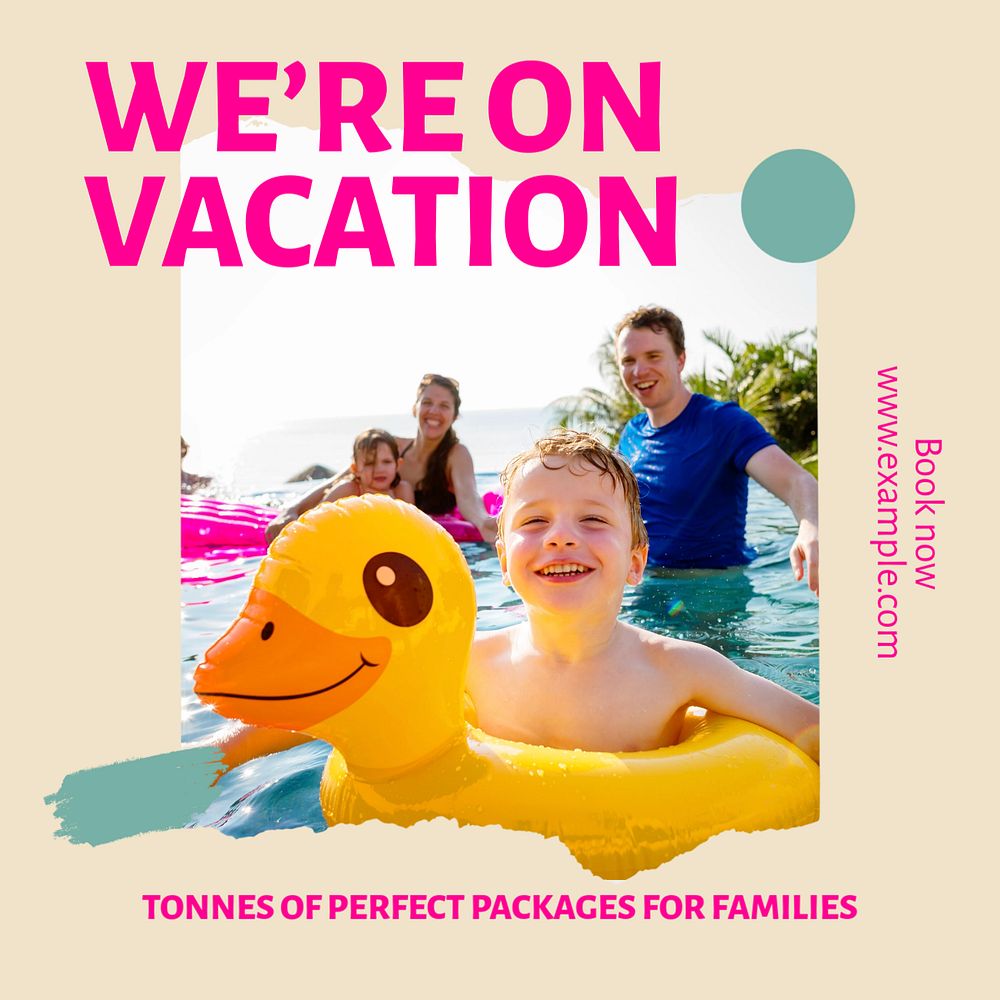 Vacation packages  Instagram post template, editable text