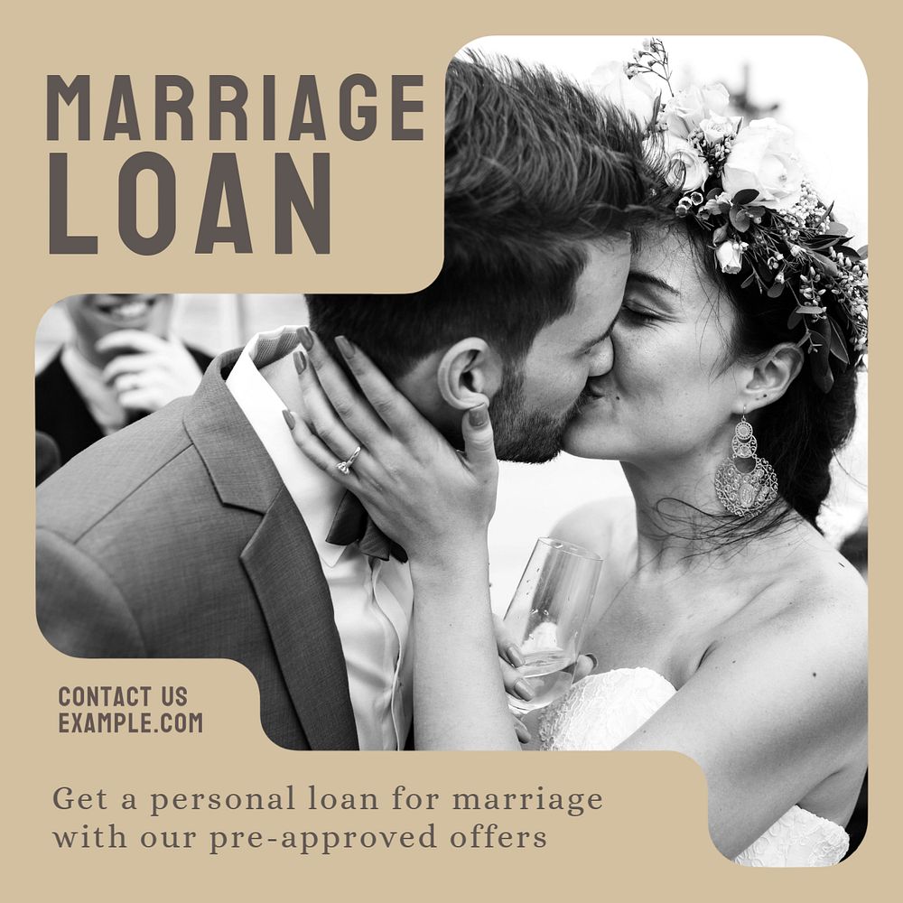 Marriage loan Instagram post template, editable text