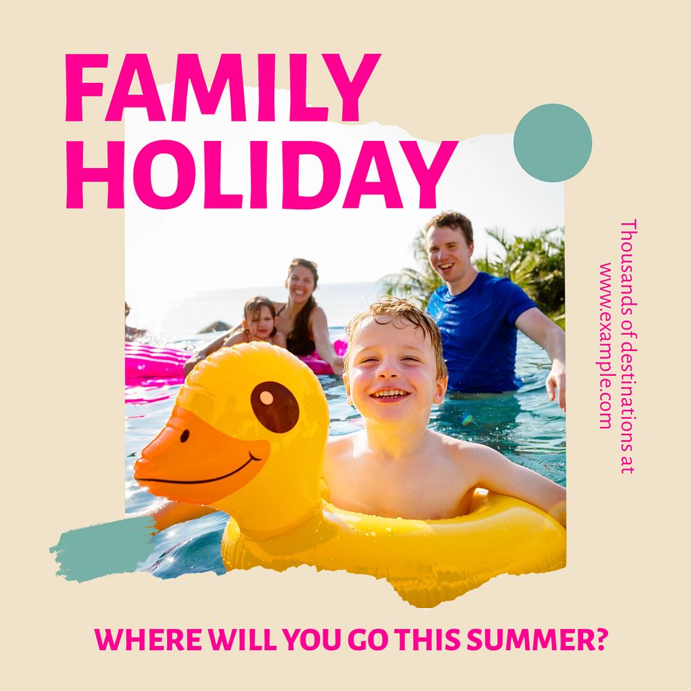 Family holiday  Instagram post template, editable text