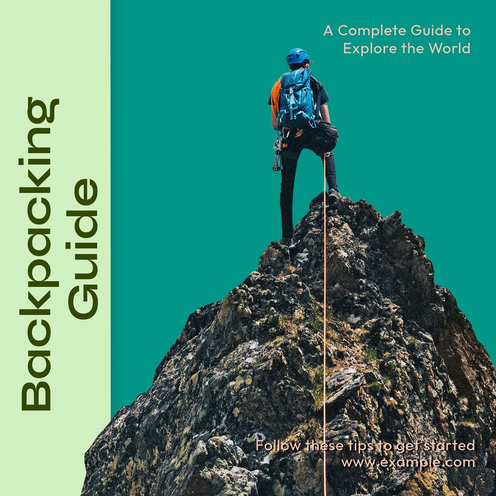 Backpacking guide  Instagram post template, editable text