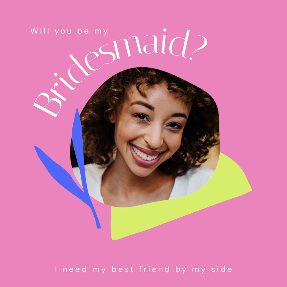 Bridesmaid Instagram post template, editable text