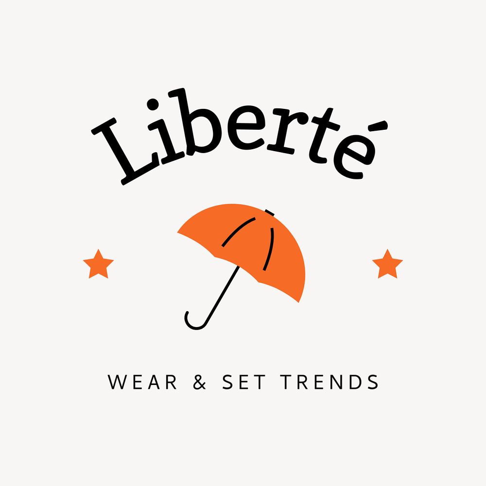 Umbrella fashion brand editable logo, line art design