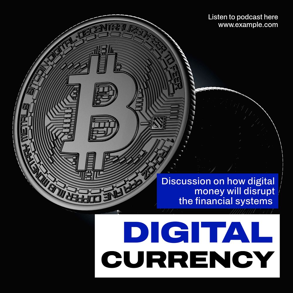 Digital currency  Instagram post template, editable text