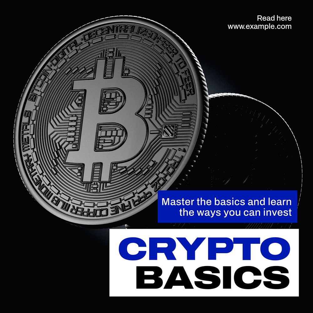 Crypto basics  Instagram post template, editable text