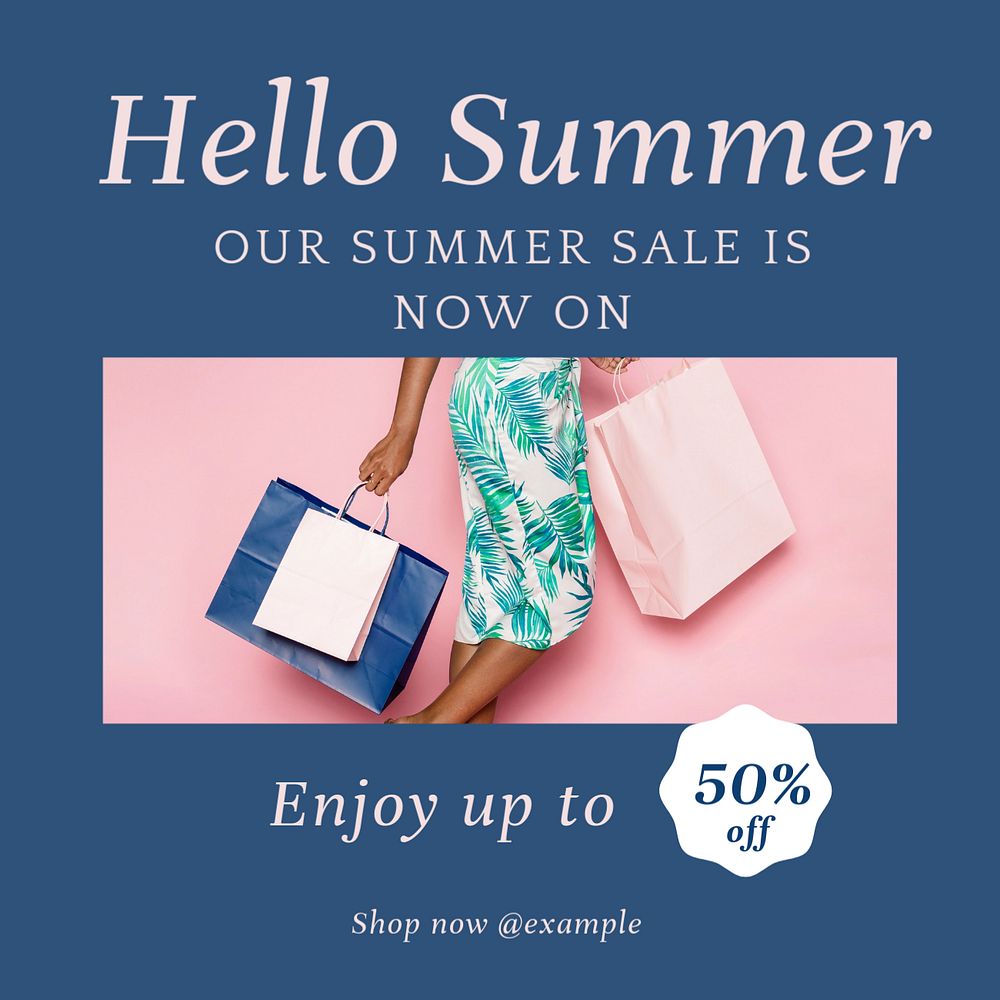 Summer sale Instagram post template, editable text