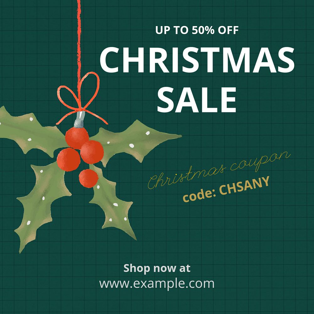 Christmas sale Instagram post template, editable text