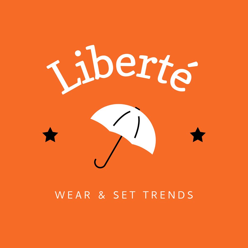 Umbrella fashion brand editable logo, line art design