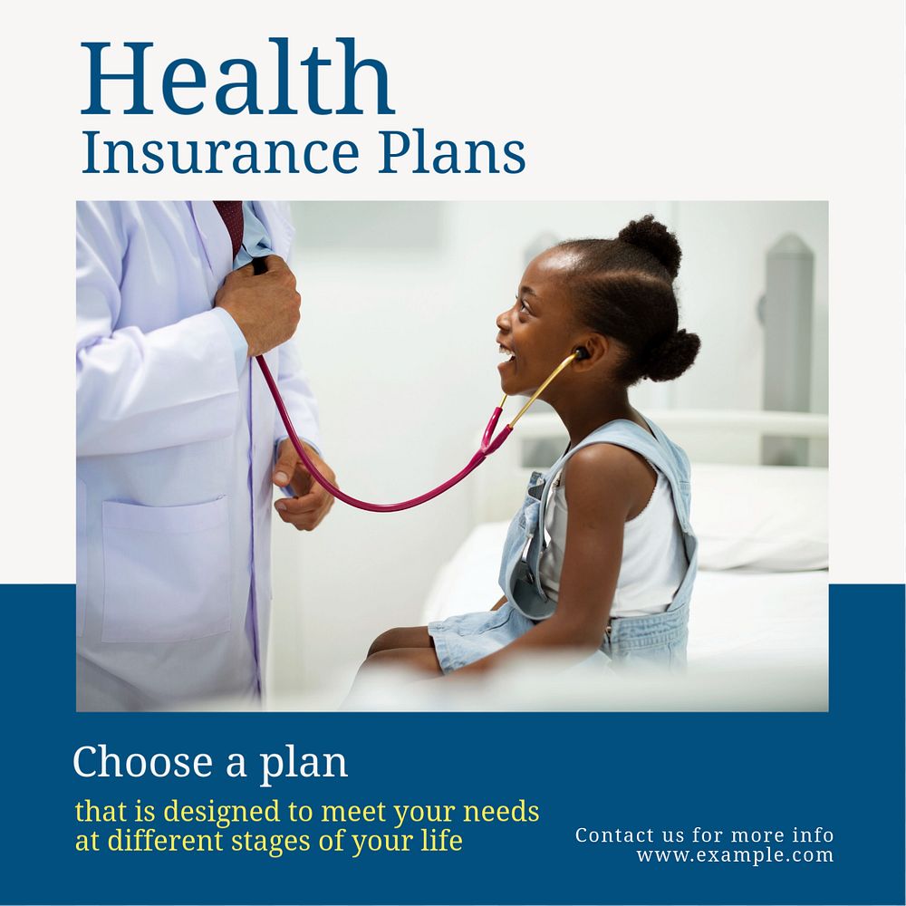 Health insurance plans post template, editable social media design