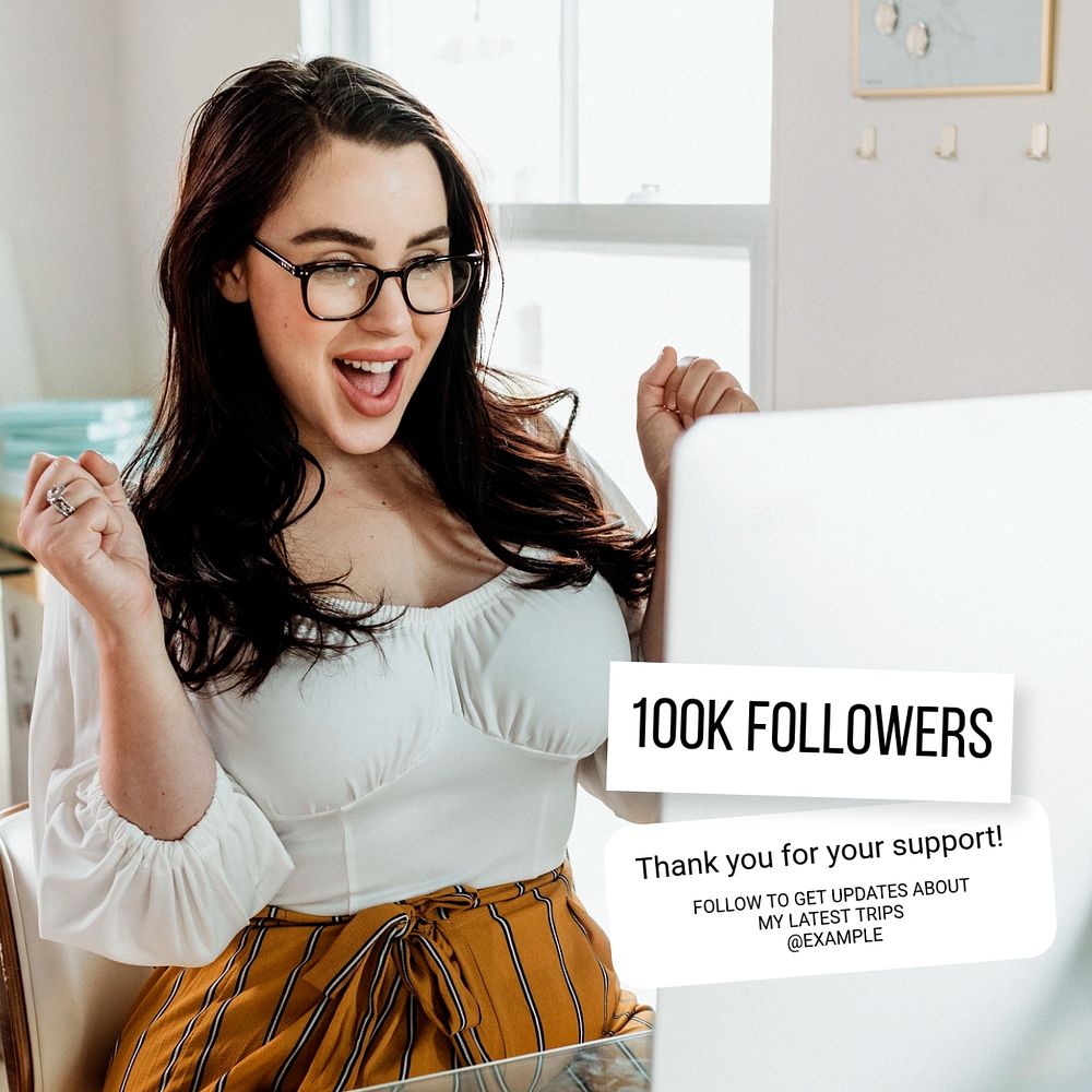 Thank followers  Instagram post template, editable text