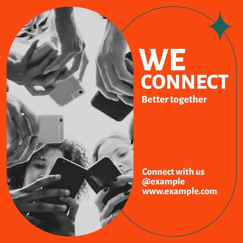 We connect  Instagram post template, editable text