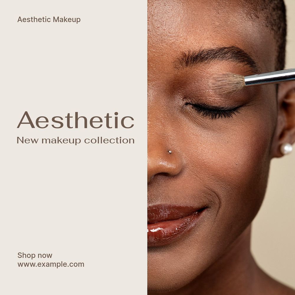 Aesthetic makeup  Instagram post template, editable text