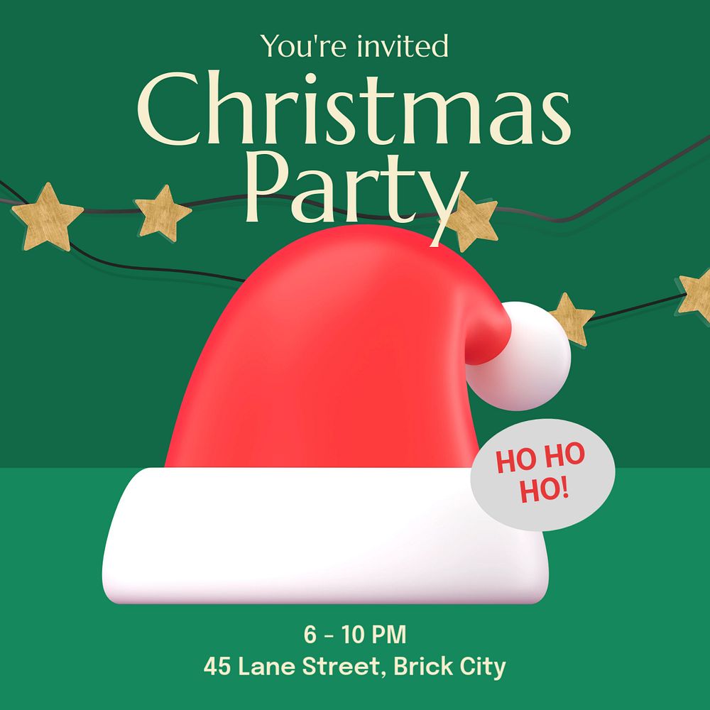 Christmas party  Instagram post template, editable text