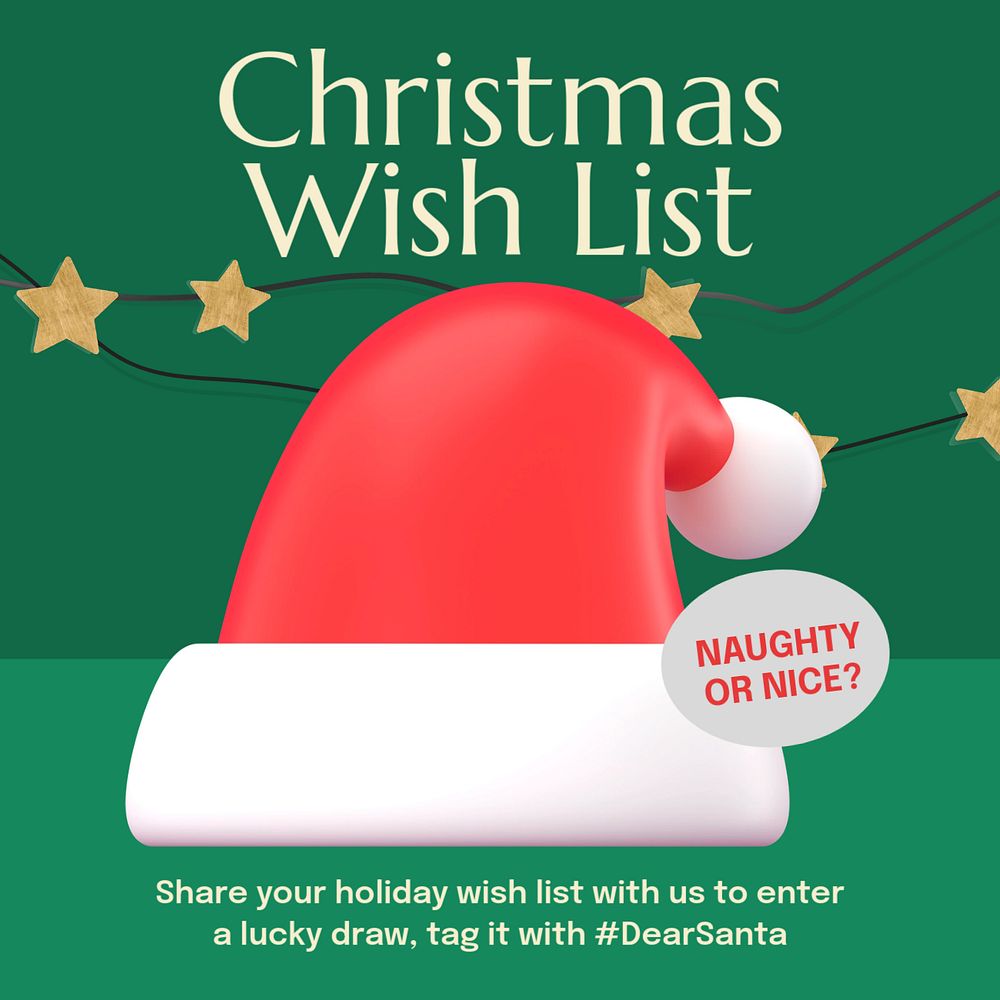 Christmas wish list  Instagram post template, editable text