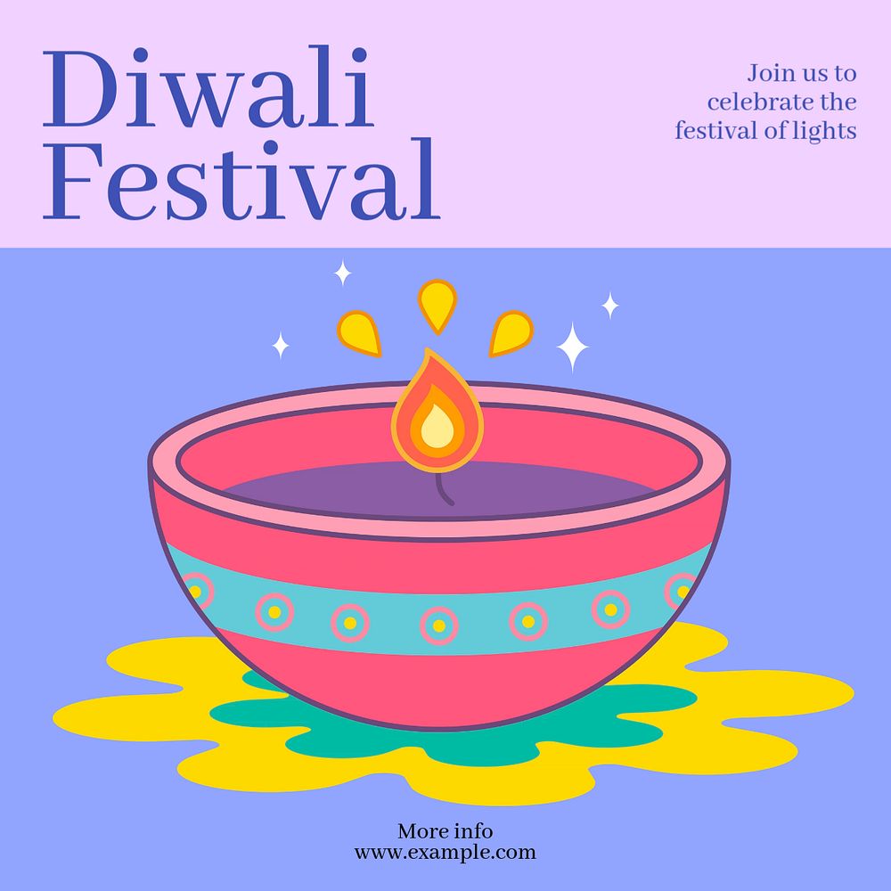 Diwali festival  Instagram post template, editable text