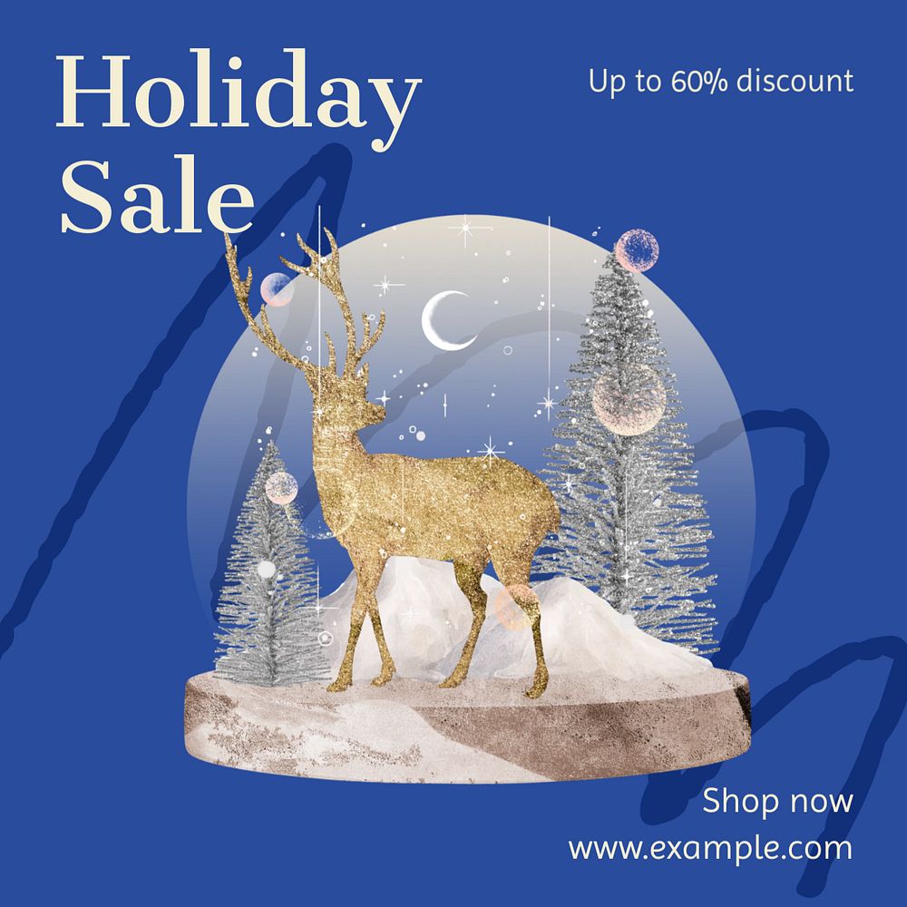 Holiday sale  Instagram post template, editable text