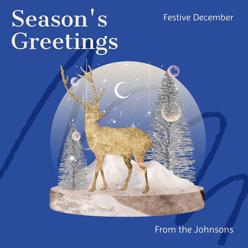 Season's Greetings  Instagram post template, editable text