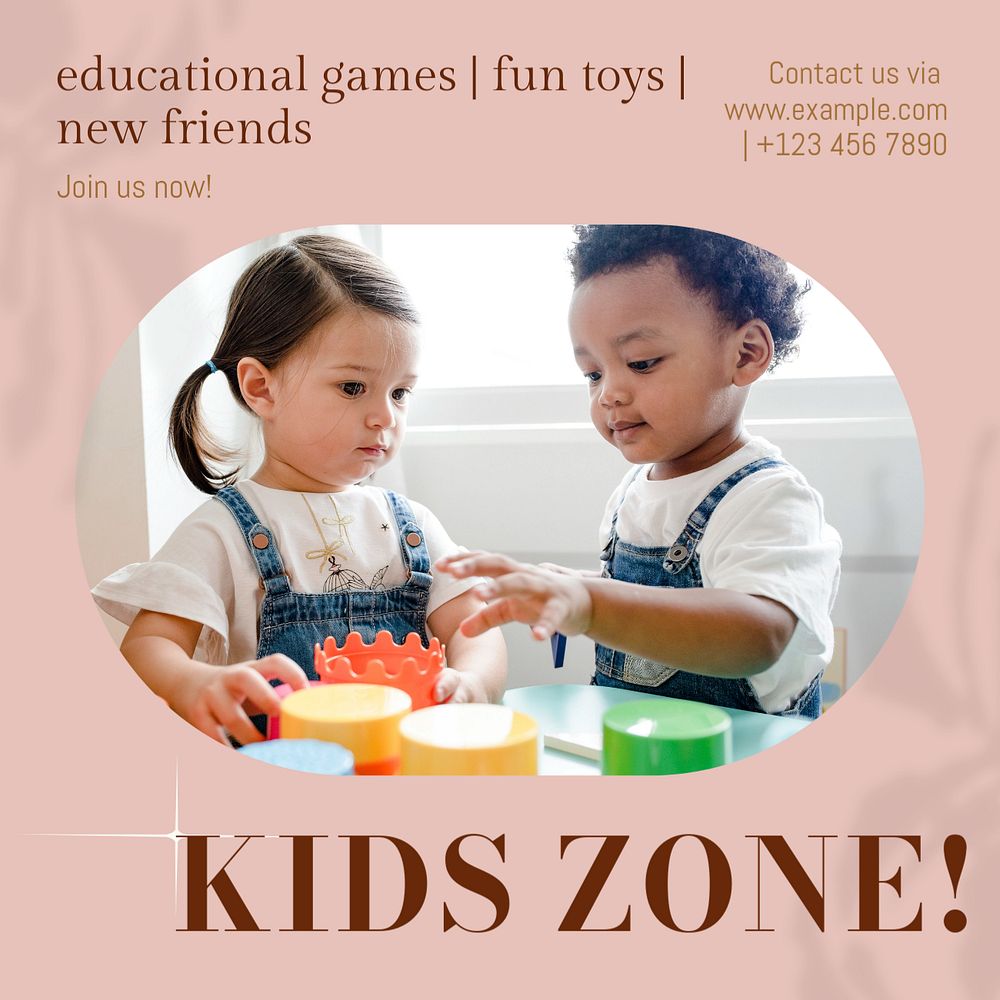 Kids zone  Instagram post template, editable text