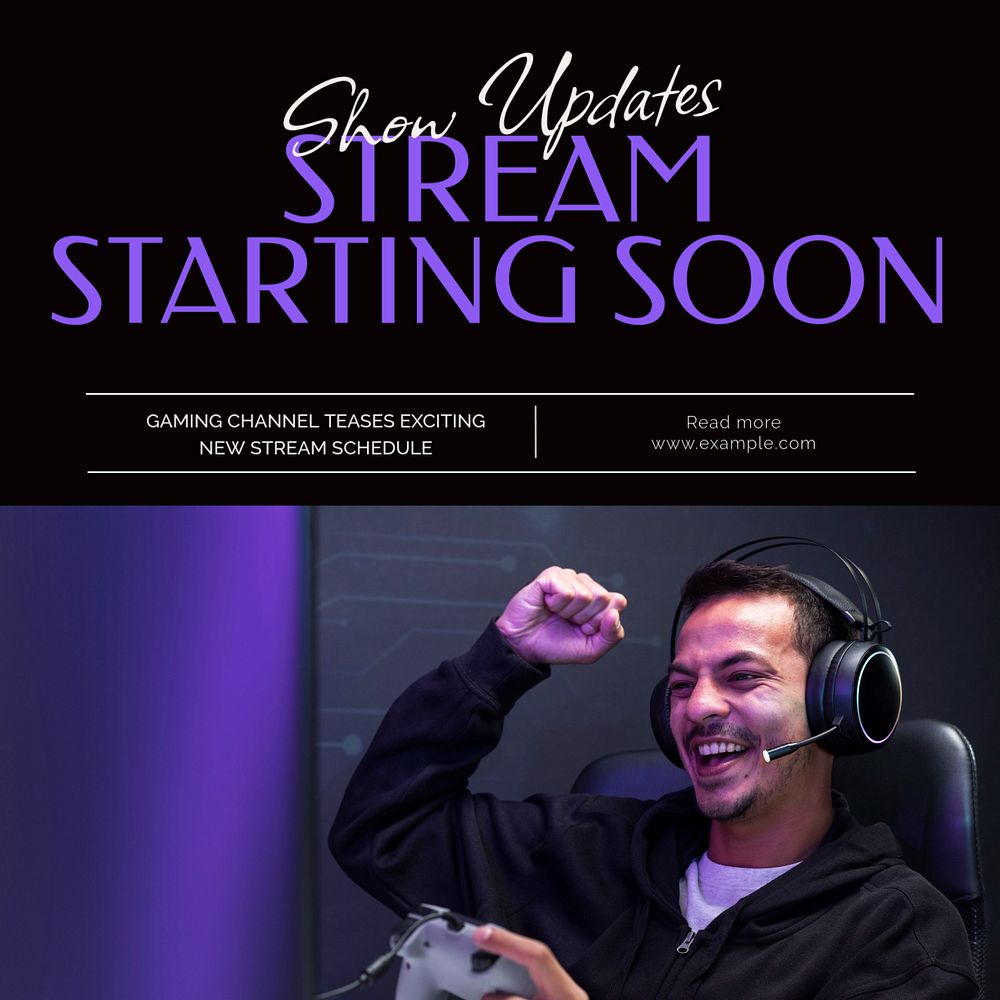 Stream starting  Instagram post template, editable text