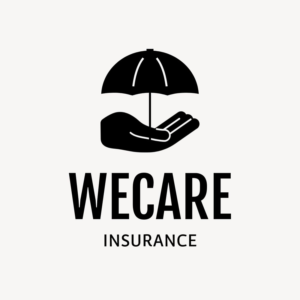 Umbrella insurance company editable logo, line art design