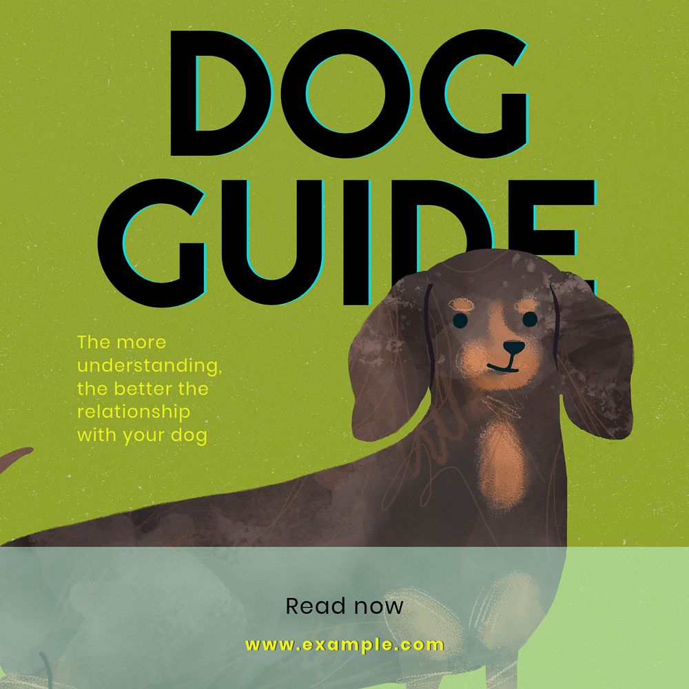 Dog guide  Instagram post template, editable text