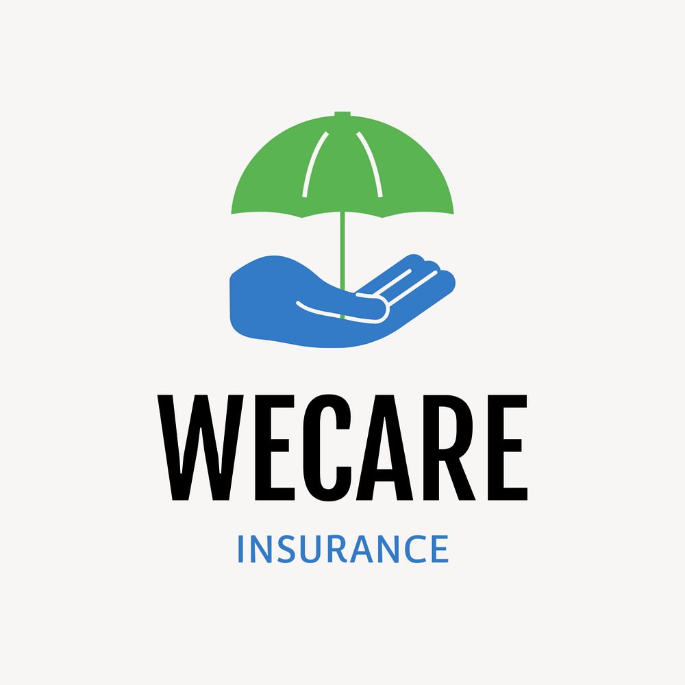 Umbrella insurance company editable logo, line art design