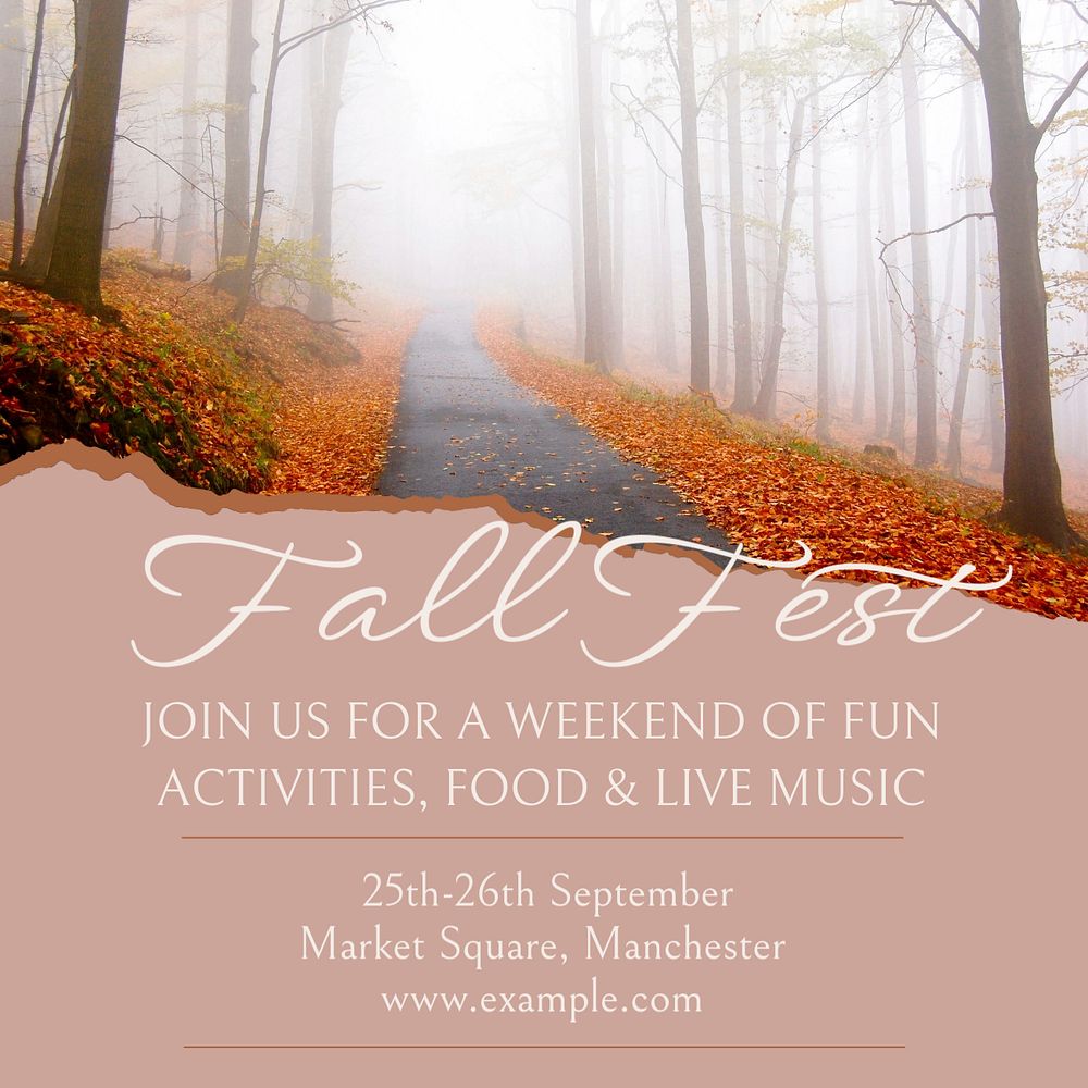 Fall festival  Instagram post template, editable text