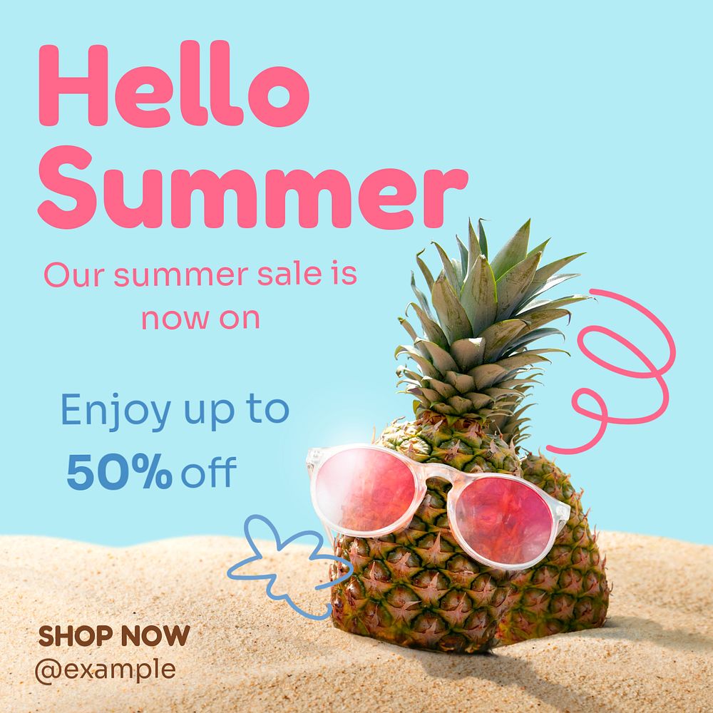 Summer sale Instagram post template, editable text