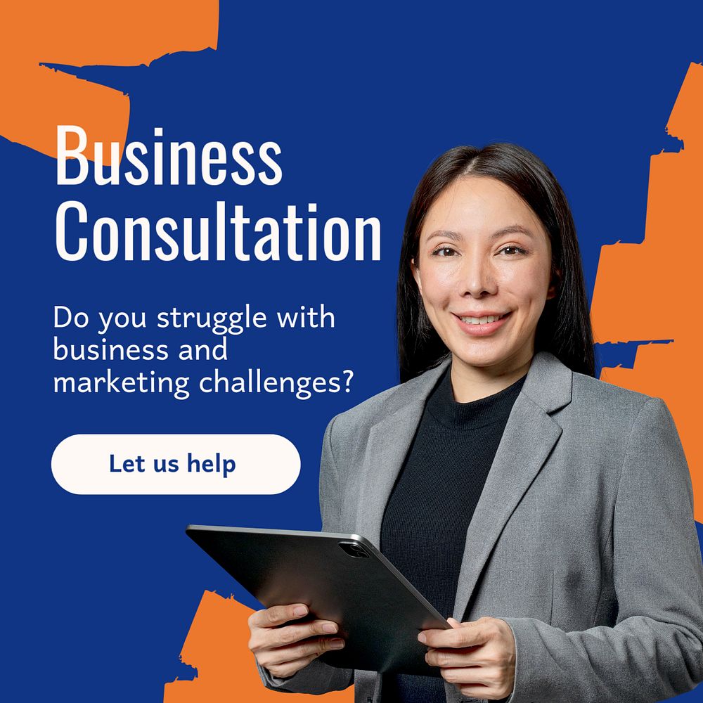 Business consultation Instagram post template, editable text