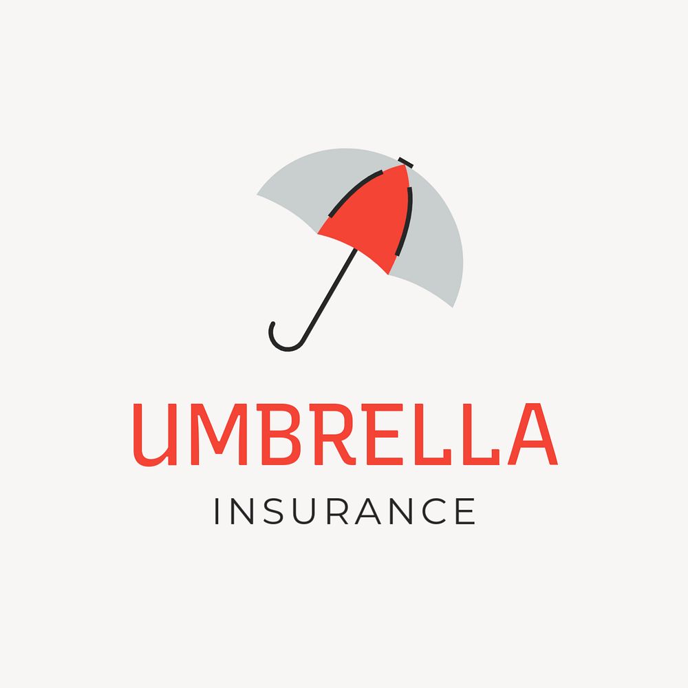 Umbrella insurance company editable logo, line art design