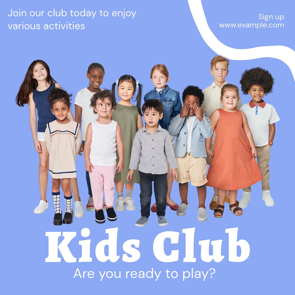 Kids club Instagram post template, editable text