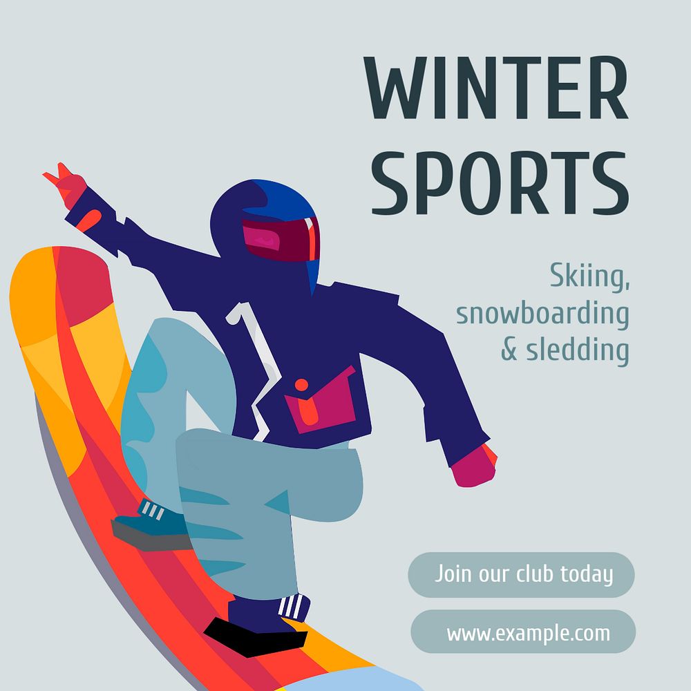 Winter sports  Instagram post template, editable text